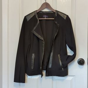 Asymmetrical collarless black blazer